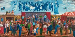 Velká slavnost/Large Celebration, 1998-2016, olej na plátně/oil on canvas, 140x280cm