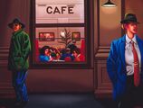 Večer před kavárnou/In Front of a Café in the Evening, 1997, olej na plátně/oil on canvas, 60x80cm