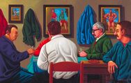Hráči karet/Card Players, 2004-2005, olej na plátně/oil on canvas, 45x60cm