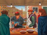 Rybí trh v Benátkách/Fish Market in Venice, 2007-8, olej na plátně/oil on canvas, 42x57cm